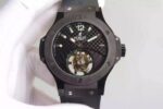 Replica Hublot Big Bang Tourbillon PVD Black Textured Dial Black Rubber Strap