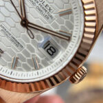 Rolex Land-Dweller 127235 Rose Gold Honeycomb Motif Dial Luxury Fake Watches 40mm - Image 6