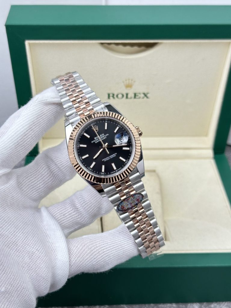 8BE99001-BD3D-DED5-D953-A5E93A6CFFBD.jpg Rolex Replica Watch DateJust 126331 Demi Rose Gold Black Dial Clean Factory 41mm - Image 1