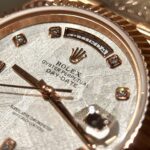 Rolex Replica Watch Day-Date Meteorite Dial With Moissanite Diamonds Hour Markers Custom Gold Wrapped GMF 40mm - Image 8
