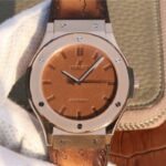 Replica Hublot Classic Fusion 45mm RG Berluti Scritto Brown Leather Dial Gummy Strap A2892