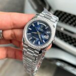 Rolex Day-Date Blue Dial Replica 11 Watch Bezel Diamonds Moissanite QF Factory 36mm - Image 5