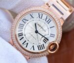 Replica Cartier Ballon Bleu 36mm RG White Textured Dial Diamond Bezel - Image 2