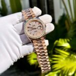 Rolex Day-Date Replica Watch Gold Wrapped End Moissanite Diamonds Baguette Custom 40mm - Image 5