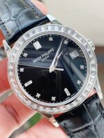 Replica PATEK PHILIPPE Calatrava ZF 5298p Date Sweep Seconds in Diamond Bezel Black Dial ZF factory - Image 9
