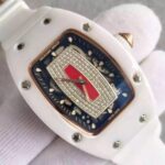 Replica Richard Mille RM 007-01 Lady SS Diamonds Red Dial RG White Rubber Strap 6T51 - Image 3