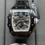 Richard Mille RM 11-03 Replica Black Ceramic Case with Black Rubber Strap | Skeleton Dial Watch For Men