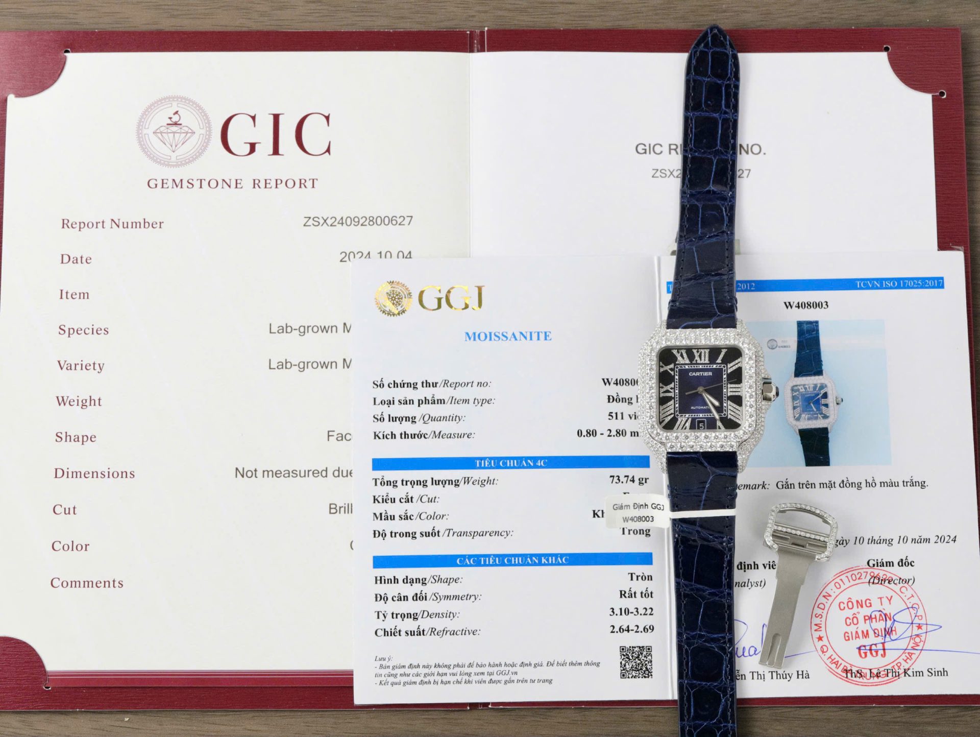 903DDFB2-5006-75D8-E212-891E91655770.jpg Cartier Santos Best Copies Watch Dial Blue Custom Diamonds Moissanite Hong Kong 39.8mm - Image 1