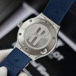 Hublot Classic Fusion Titanium Dial Blue Replica Watch Custom Moissanite Diamonds 33mm - Image 5