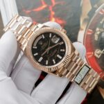 Rolex Day-Date Eisenkiesel Dial Copies Watch 18K Gold Wrapped Custom QF 36mm - Image 3