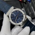 Hublot Classic Fusion Titanium Blue Dial Bezel Diamonds Replica Watch HB Factory 42mm - Image 3