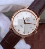 Replica Omega V6 De Ville 37mm RG White Dial RG Markers Leather Strap A2892 - Image 2