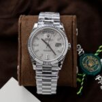 Rolex Replica Watch Day-Date Dial Meteorite Number Pile Diamond Moissanite 40mm - Image 3