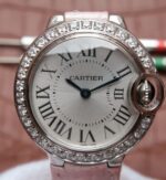 Replica Cartier Ballon Bleu 28mm SS Diamonds Bezel White Dial Ronda Quartz - Image 3