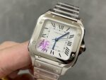 Fake Cartier watch Santos medium model Manufacture mechanical movement Steel Silver Dial WSSA0029 AF(1:1 replica) - Image 7
