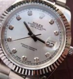 Replica Rolex DateJust 41mm 126334 Fluted Bezel White Dial Diamonds Markers SS Jubilee Bracelet A3235 - Image 3