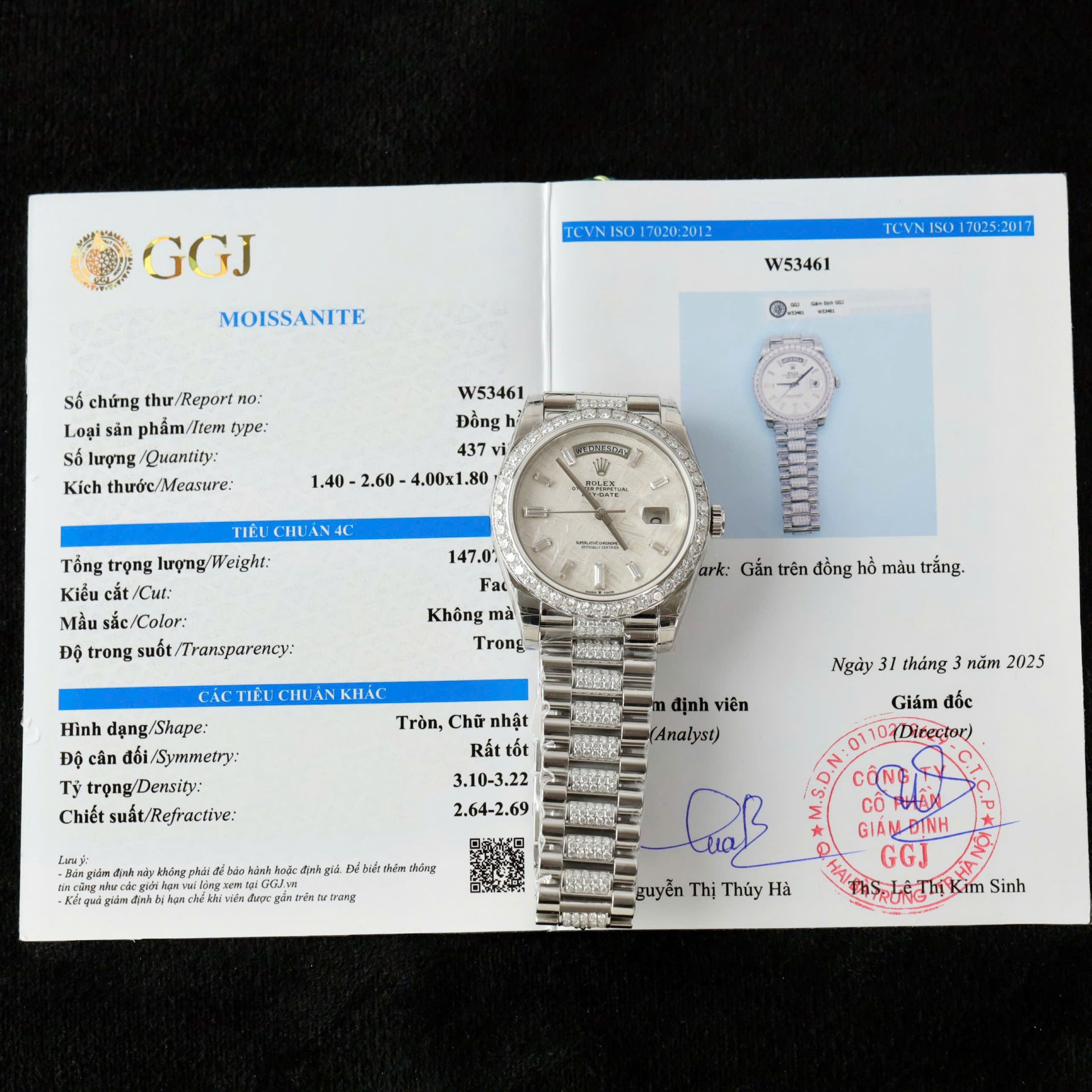 93F9EDA2-B844-BD96-B0AA-0079392D301D.jpg Rolex Day-Date Best Replica Watch Meteorite Dial Moissanite Diamonds Custom 40mm - Image 1