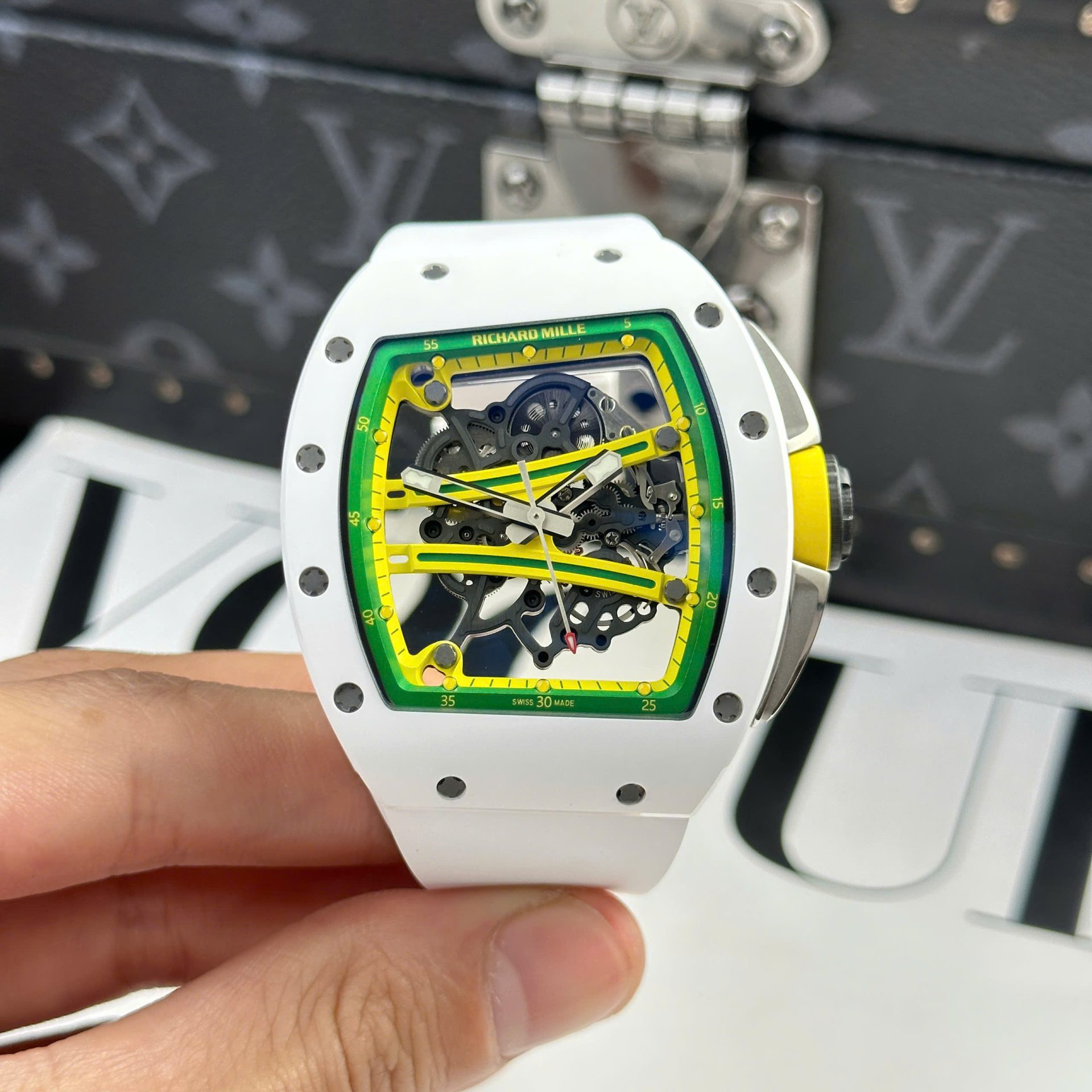 9438E91F-AB1F-F49D-5314-CD915E032847.jpg Richard Mille Best Copies Watch RM61-01 Manual Winding Yohan Blake Ceramic White ZF 42.7 50.23mm - Image 1