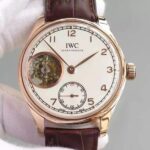 Replica IWC TF Portuguese Tourbillon IW5463 RG White Dial Leather Strap