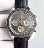 Replica Omega Speedmaster Apollo 17 40th anniversary Gray Dial Leather Strap Manual Winding
