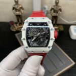 Richard Mille RM 35-01 Replica Rafael Nadal White Carbon Case Red Strap Watch | Swiss Movement, Skeleton Dial - Image 3