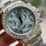 Rolex Daytona Best Replica Watch Custom Solid White Gold + Diamonds Baguette Hong Kong 40mm - Image 3