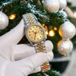 Rolex DateJust Replica Watch With Moissanite Diamonds Yellow Dial 31mm - Image 4