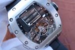 Replica Richard Mille RM069 SS Fake Tourbillon Skeleton Dial Black Rubber Strap A23J - Image 3