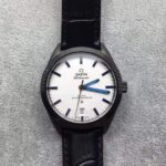 Replica Omega Globemaster Master DLC Blue Pointer White Dial Leather Strap A8900