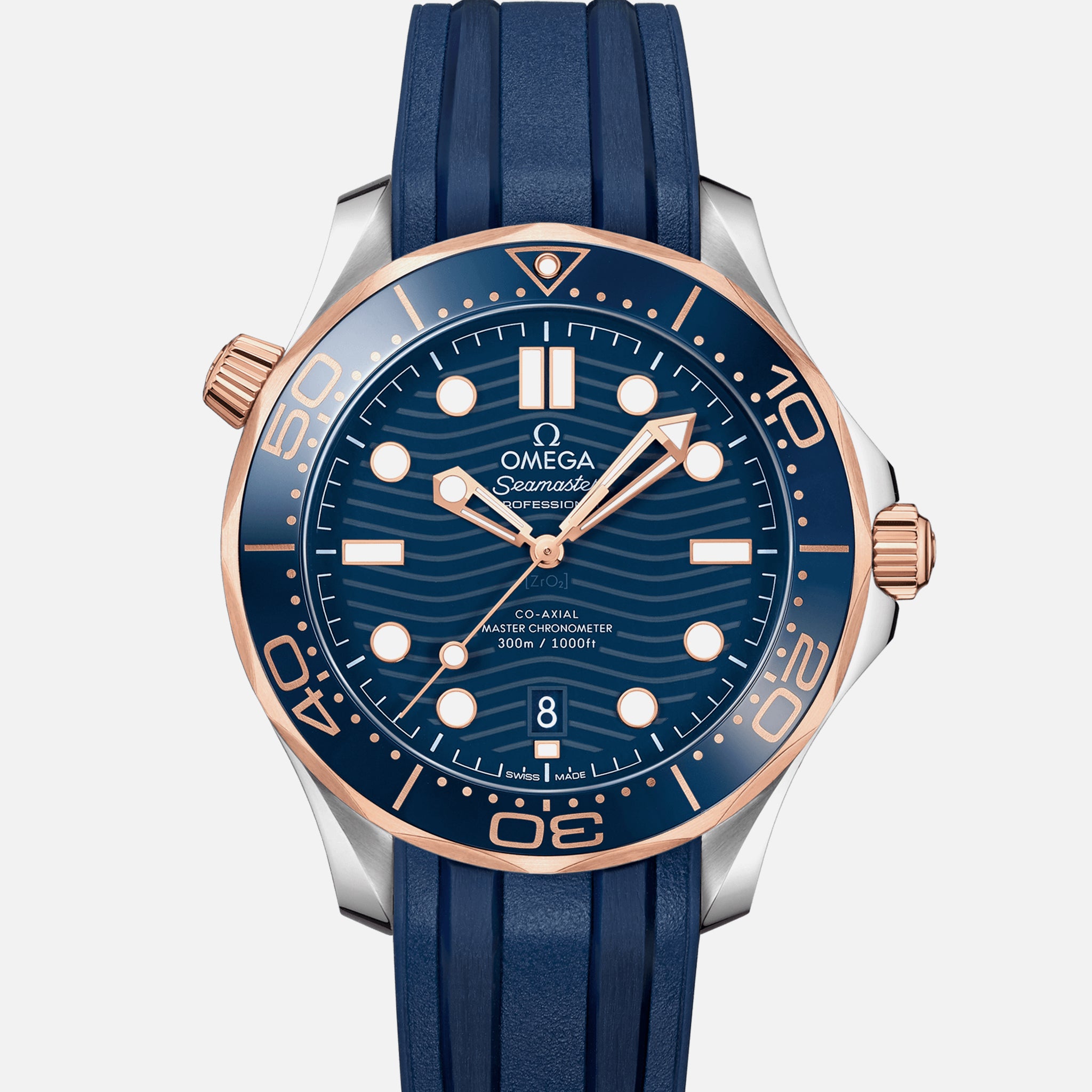 9A92263B-F247-29DD-350E-5F621B14EC78.jpg Seamaster Diver 300M Co-Axial Master Chronometer 42mm Two-Tone Sedna Gold Blue Dial On Rubber Strap(1:1 replica) - Image 1
