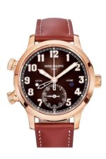 Patek Philippe Complications Calatrava Pilot Travel Time Brown Sunburst Dial Automatic Ladies Watch 7234R-001(1:1 replica)