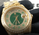 Rolex Datejust Yellow Gold Green Dial Iced out 118348 Replica - Image 2