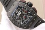 Replica Richard Mille RM011 NTPT Carbon Case Chronograph KVF Crystal Skeleton Dial White Black Rubber Strap A7750 - Image 3