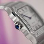 Cartier Replica 11 Watch Santos Moissanite Diamond Bezel White Dial BV Factory 39.8mm - Image 8