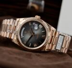 Rolex Clone Watch Day-Date Dial Gray Ombre 185 Grams QF Factory 40mm