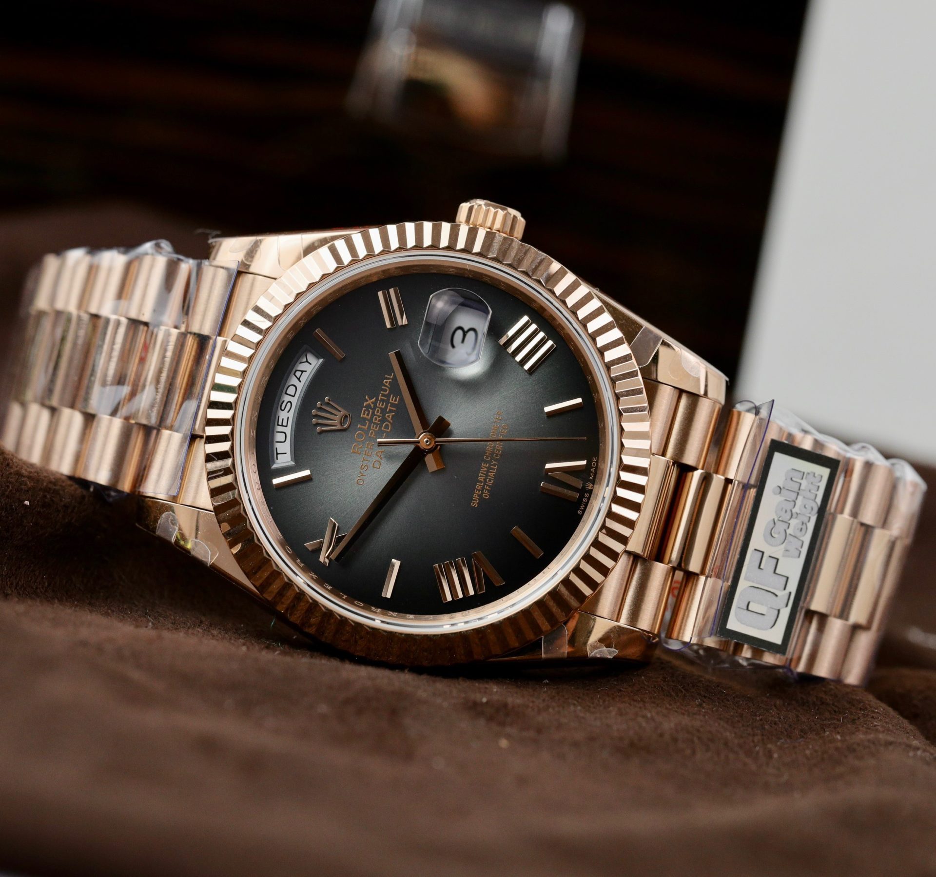 9D1433BD-F6A4-3B8F-747C-FE09AA0DBED5.jpg Rolex Clone Watch Day-Date Dial Gray Ombre 185 Grams QF Factory 40mm - Image 1