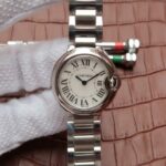 Replica Cartier Ballon Bleu Ladies 28mm SS White Dial SS Bracelet Ronda Quartz