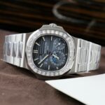 Patek Philippe Nautilus 5724G Refined Dial Replica Watch Custom Diamonds Moissanite Baguette 40mm - Image 3