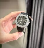 Patek Philippe Aquanaut 5167 Dial Gray Replica Watch Custom Moissanite Diamonds 40mm - Image 5