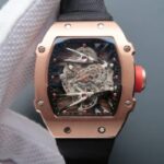Replica Richard Mille RM027 RG Skeleton Dial Black Nylon Strap 6T51