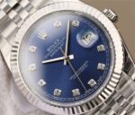 Replica Rolex DateJust 41mm 126334 Fluted Bezel Blue Dial Diamonds Markers Bracelet A3235 - Image 3