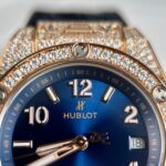 Hublot Big Bang One Click Replica Watch Blue Dial With Moissanite Diamond 39mm
