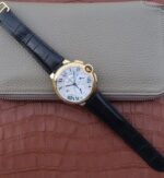 Replica Cartier Ballon Bleu De Cartier Chrono 47mm YG White Dial Leather Strap A8101 - Image 8