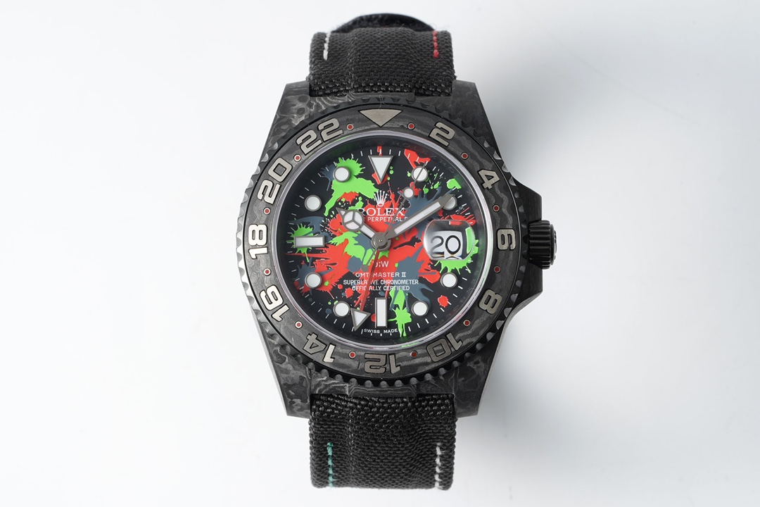 A422683E-B1B1-7AD8-87E4-5F4D35EB21DC.jpg Diw New Rolex Ultra Limited Edition GMT-MASTER II – Carbon Fiber – Graffiti Color(1:1 replica) - Image 1
