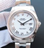 Replica Rolex DateJust II SS Fluted Bezel White Dial Roman Numerals SS Bracelet A3136
