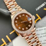 Rolex DateJust Gold Wrapped Moissanite Replica Watch With Chocolate Dial 31mm - Image 3