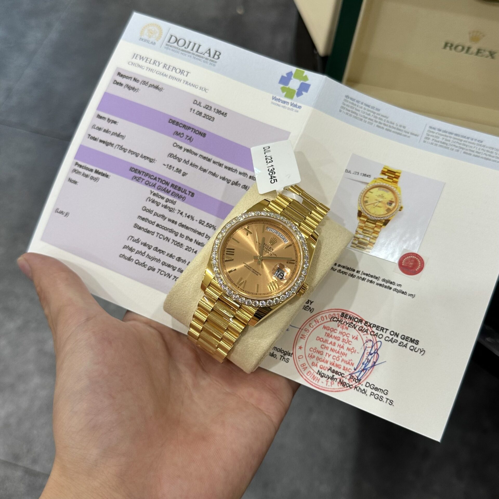 A58DA4AB-1174-86B5-169D-C0EB87A8A310.jpg Rolex Replica Watch Day-Date 228238 Gold Wrapped Moissanite GM V2 152gram 40mm - Image 1