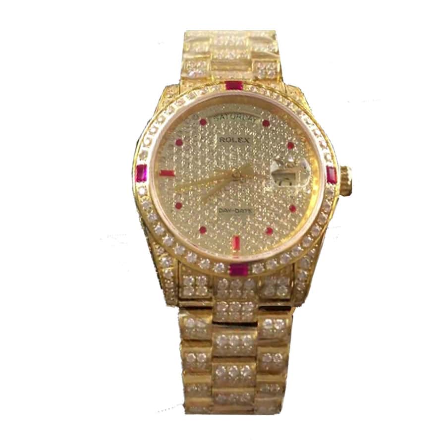 A5F53E5F-C4D9-5AF9-4589-85FB71C8D846.jpg Rolex Datejust 116625 Yellow Gold Diamond Dial Iced Out Replica - Image 1