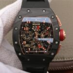 Replica Richard Mille RM011 NTPT Lotus F1 Team RG Chronograph KVF Crystal Skeleton Dial Red Black Rubber Strap A7750
