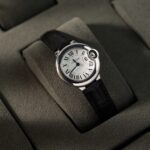 Cartier Ballon Bleu Women s Replica 11 Watch White Dial Black Leather Strap 28mm - Image 3